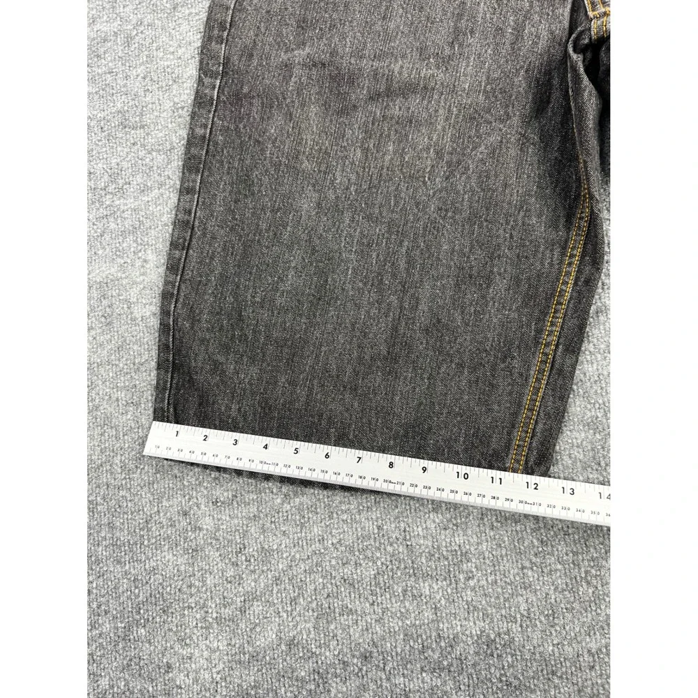 Rocawear Mens Black Denim Baggy Shorts Y2K Embroidered Logo Relaxed Fit 36
